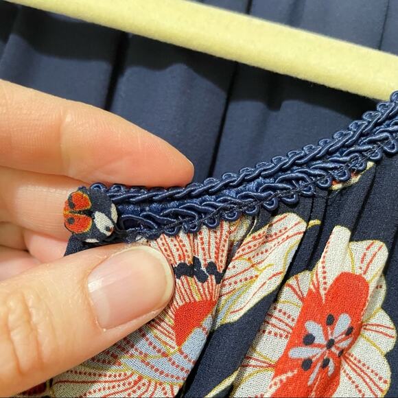 Daniel Rainn Blue & Orange Floral Boho Bell Sleeve Blouse Womens M Fall Flowy - Picture 6 of 7